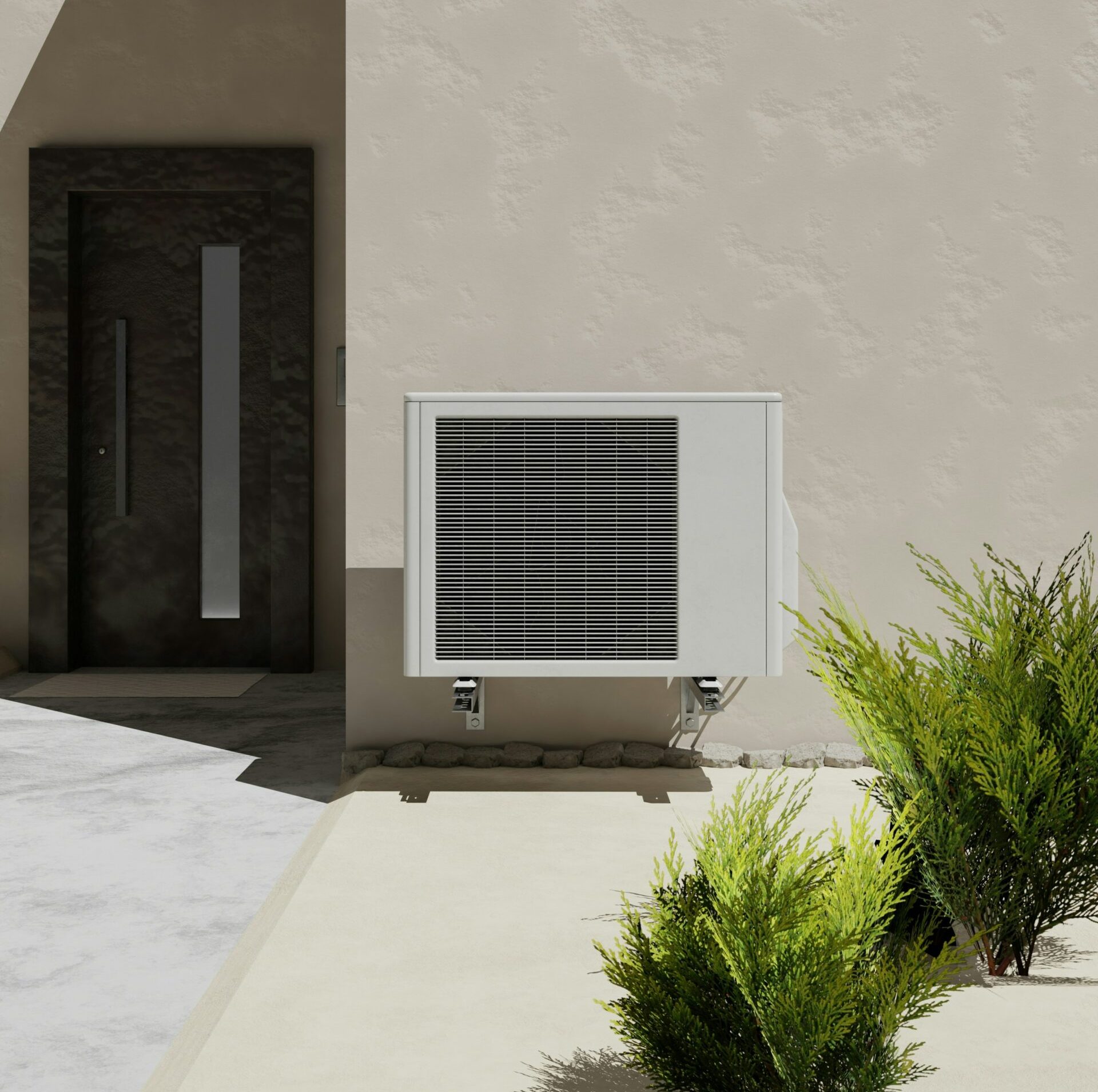 air source heat pump outside
